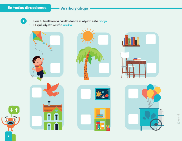 Página 1 de la lección de matemáticas 'En todas direcciones', mostrando ejercicios y actividades relacionadas.